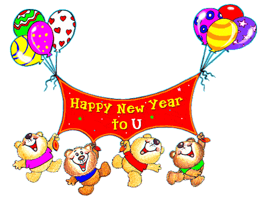 Happy New Year To U Teddies Banner Balloon